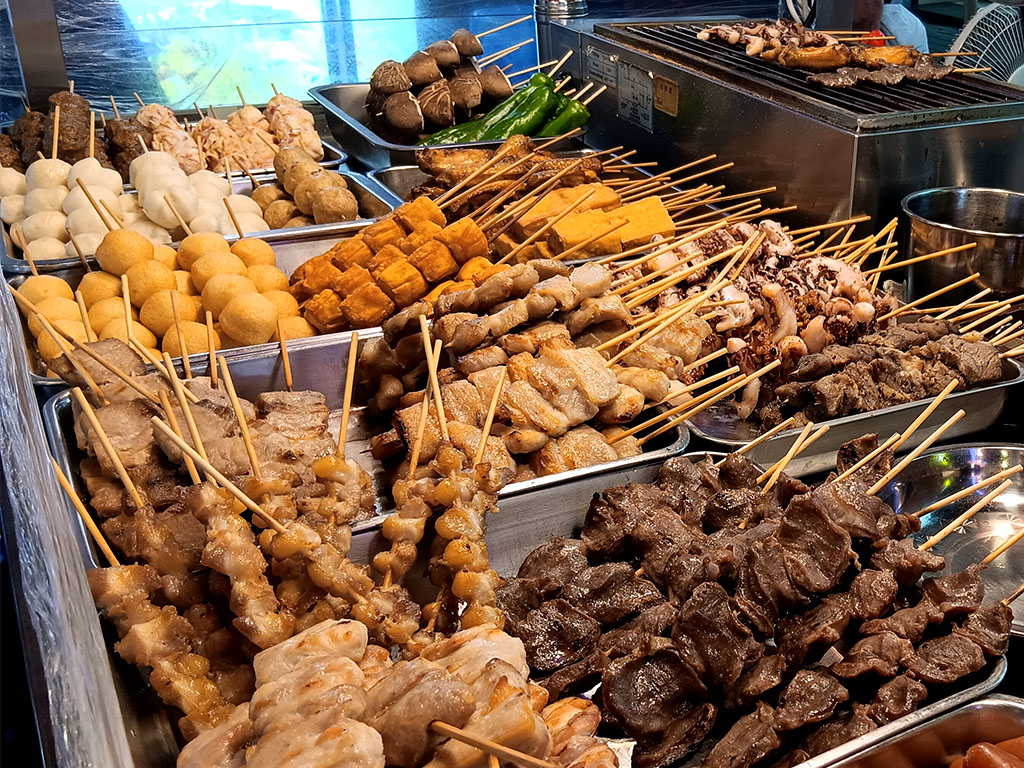 Assorted Meat Skewers at Temple Street