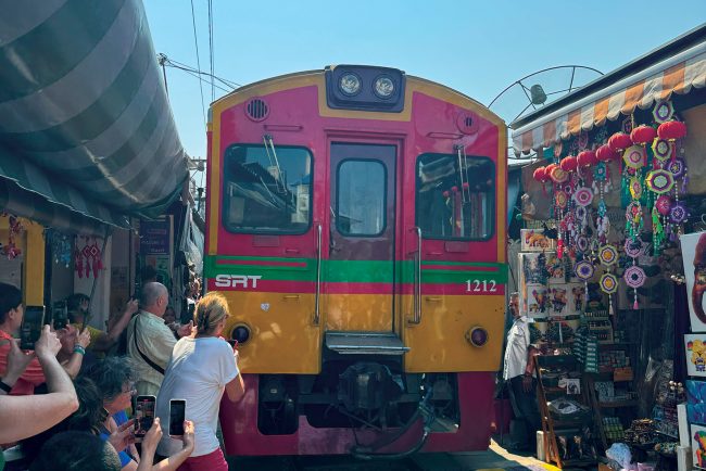 The Maeklong Railway Market with and without the train, Thailand markets