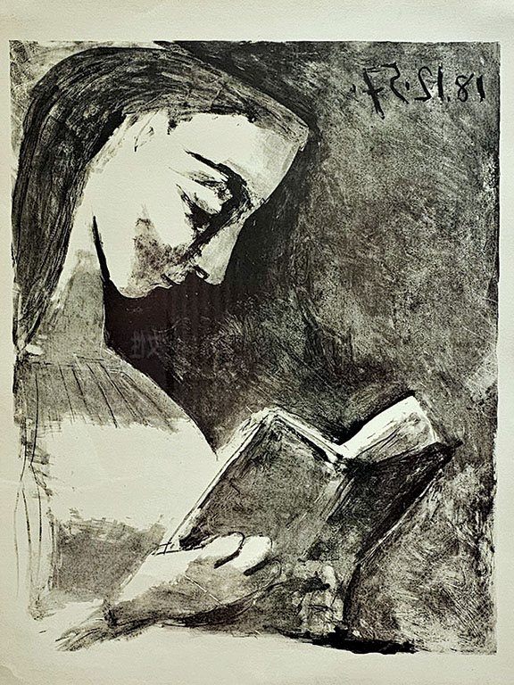 Jacqueline Reading, Wash drawing and crayon on zinc (1st state), 1957, Picasso