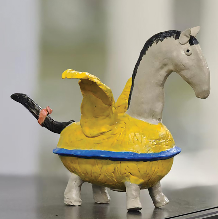 A flying horse sculpture from Galloping Dreamscape, 2025, Solan Chiu