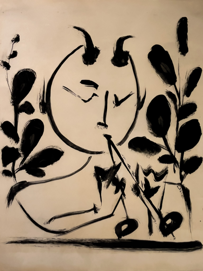 Musician Faun, Lithograph, Wash drawing on zinc, 1948, Picasso
