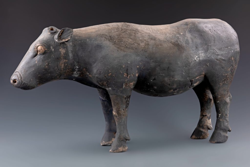 Painted pottery cow
Western Han dynasty (202 BCE -8)
Collection of Hanyangling Museum
Photo credit Antiquities and Monuments Office Development Bureau, Han dynasty