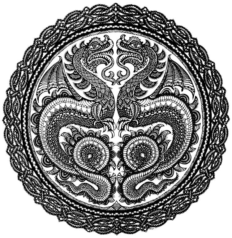Two Dragons, 1990, Ernst Oppliger, Photo: University Museum and Art Gallery (UMAG), The University of Hong Kong, Paper Cutting