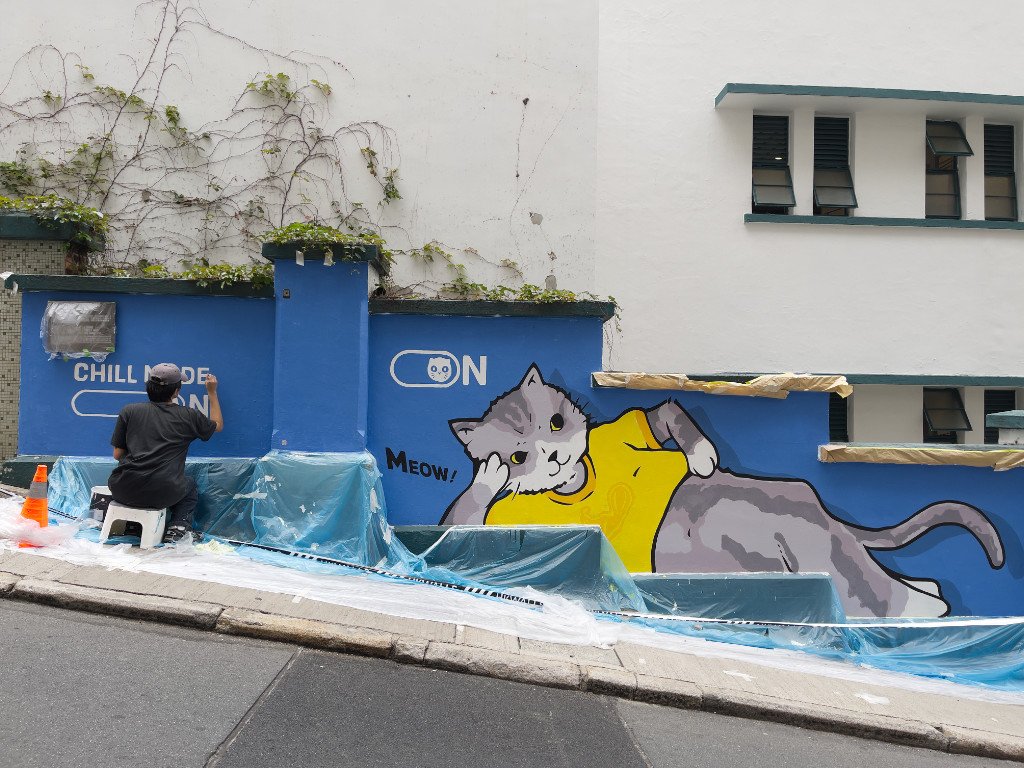 Chill Mode On, Tom, @tsangkinhang, PMQ, 25 Aberdeen Street, Central, HKWALLS 2026, Hong Kong street art