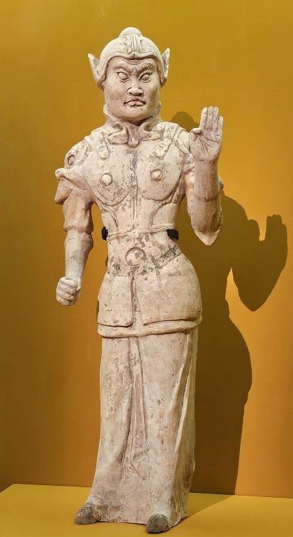 Painted figurine of a military officer, Tang dynasty, Sui Tang dynasty
