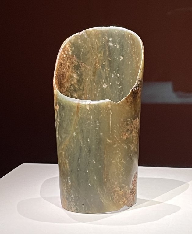 Jade Tube with slanted mouth, Mid to late Hongshan culture (6,000-5,000 BP), Jade, Liaoning Provincial Institute of Cultural Relics and Archaeology, Origins of Chinese Civilisation