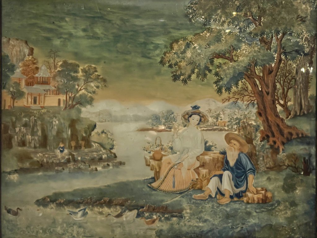 Resting in the Countryside, Mid 18th – mid 19th century, Anonymous, Reverse glass painting, Proudly from Canton, Cantonese and Export Art, HKMoA
